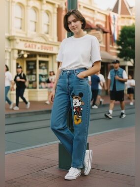 Vintage 90s Mickey Graphic High-Rise Women’s Jeans | Jerry Leigh